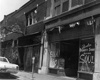 12th NE Blaine NE (Storefronts damaged in riot, Detroit, 1967)